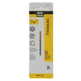 1/16-Inch Titanium-Coated High-Speed Steel Drill Bit – 1-7/8-Inch 1