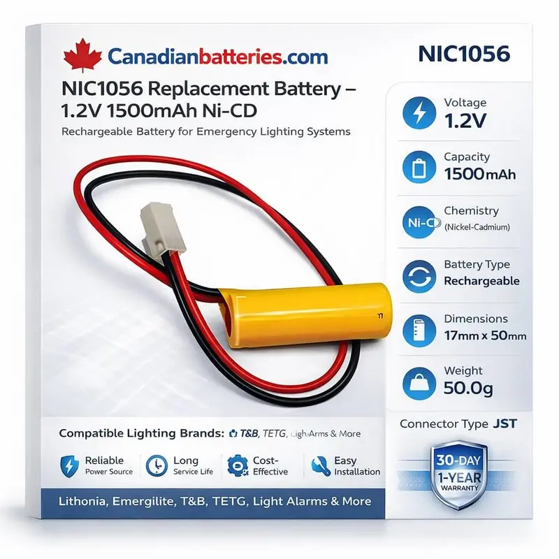 1.2V Ni-Cd 1500Mah Replacement Battery For Lithonia 012-745, 850.0069, And Nic1056 Fixtures 1