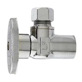 1/4-Turn Chrome Angle Stop Valve – 1/2" Copper Sweat × 3/8" O.D. Compression 1