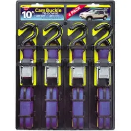 10-Foot Cam Buckle Tie-Down Strap Set – 4-Pack 1