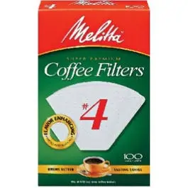 100-Pack White Cone-Shaped Coffee Filters, Size #4 1