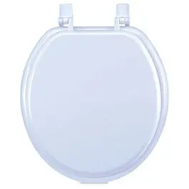 17-Inch White Wooden Toilet Seat – Durable Hardwood Design 1