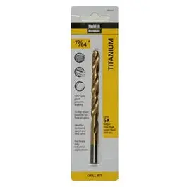 19/64" X 4-3/8" Titanium-Coated High-Speed Steel Drill Bit 1