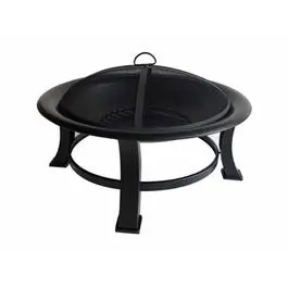 30-Inch Black Outdoor Fire Pit With Safety Screen And Poker 1