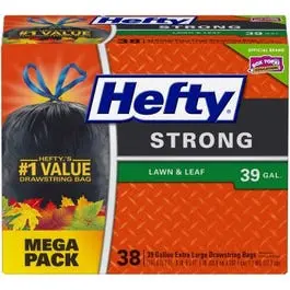 39-Gallon Heavy-Duty Drawstring Lawn & Leaf Bag – Black, 38-Pack 1