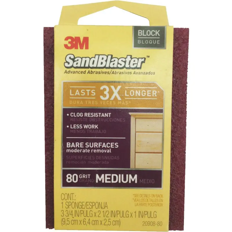 3M Sandblaster Medium Grit Sponge (80 Grit, 2.5" X 3.75" X 1") 1