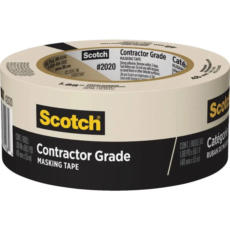 3M Scotch Contractor-Grade Masking Tape – 1.88 Inch X 60.1 Yard, Heavy-Duty Adhesion 1