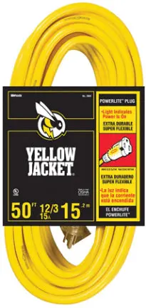 50-Foot 12/3 Sjtw Yellow Jacket Extension Cord – Heavy-Duty Outdoor Power Cable 1