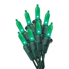 50-Light Mini Green Christmas Light String 1