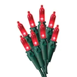 50-Light Mini Red Christmas Light String 1