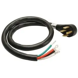 6-Foot Black Round Range Cord — 6/2 & 8/2 Srdt Configuration 1