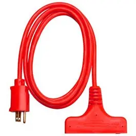 6-Foot Heavy-Duty 14/3 Sjtw Red Extension Cord With Triple Outlets 1