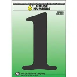 6-Inch Black Plastic Screw-In House Number "1" 1