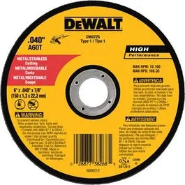 6-Inch Metal Cutting Wheel — 0.040-Inch Thick, 7/8-Inch Arbor 1