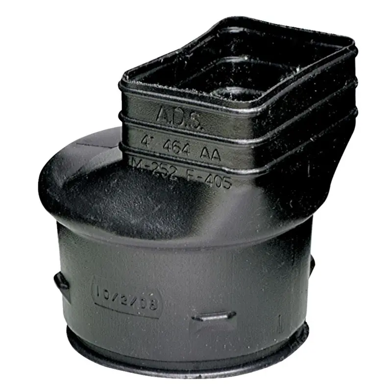 Advanced Basement Polyethylene Adapter – 2" X 3" X 4" Corrugated To Downspout Barb/Female Fitting 1