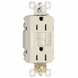 Almond-Color Gfci Wall Outlet, 15-Amp Ground Fault Circuit Interrupter 1