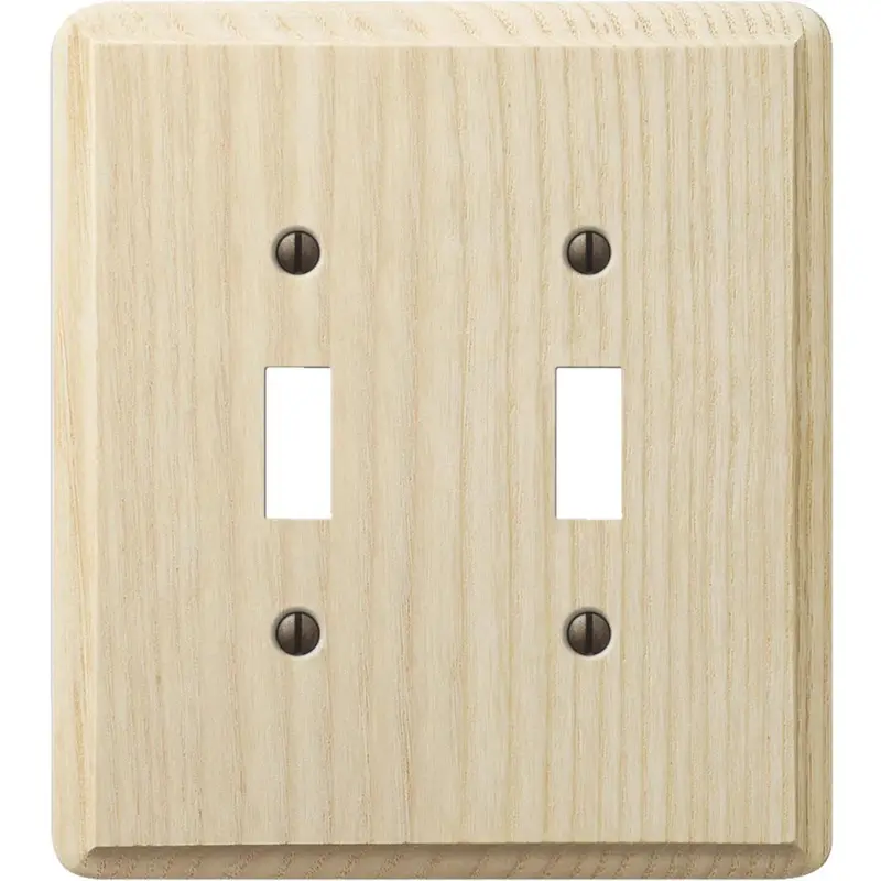 Amerelle Unfinished Solid Ash Wall Plate – 2-Gang Toggle Switch Cover 1
