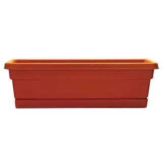 Ames Terracotta 24-Inch Rolled Rim Window Box With Dynamic Design 1