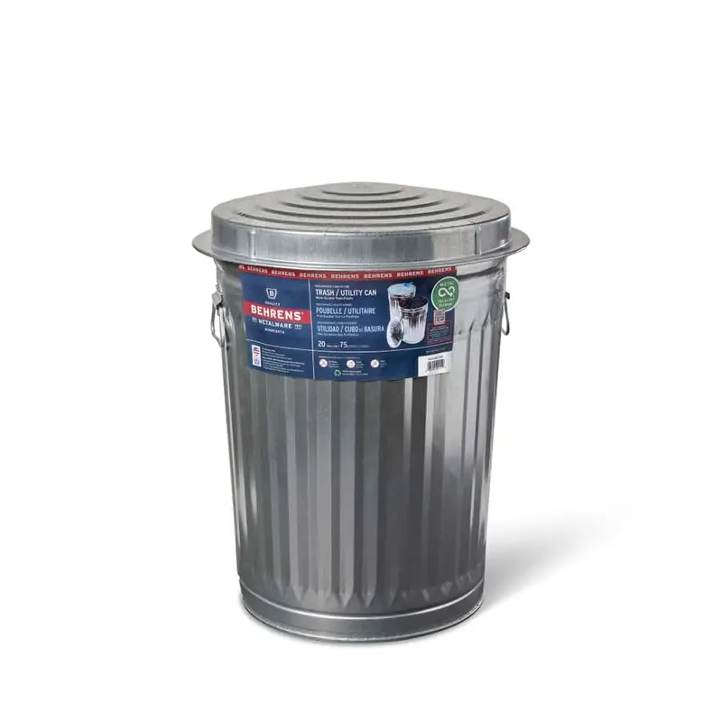 Behrens 20-Gallon Galvanized Steel Trash Can With Secure Lid 1