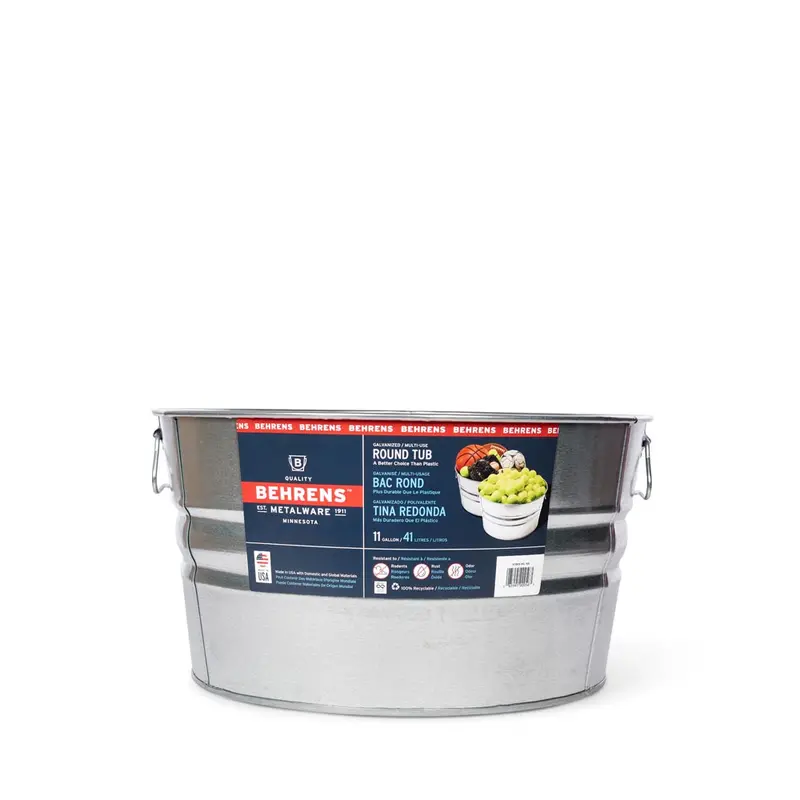 Behrens Galvanized Steel Round Tub – Durable Utility Container 1
