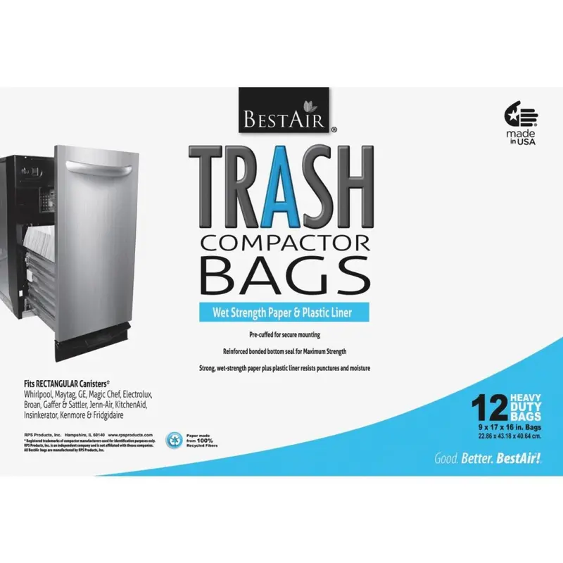 Bestair 1.4-Cubic-Foot White Compactor Trash Bags – Pack Of 12 1
