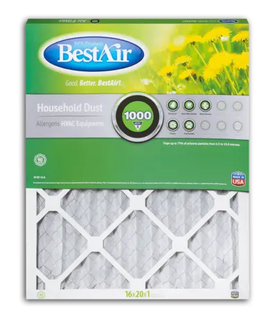 Bestair B1-1620-8-12 Pleated Hvac Filter – Merv 8, 16" × 20" × 1" 1