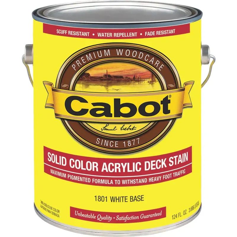 Cabot Solid-Color Acrylic Deck Stain – White Base, 1-Gallon Container 1