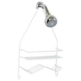Compact White Over-The-Shower Caddy – Space-Saving Bathroom Storage 1