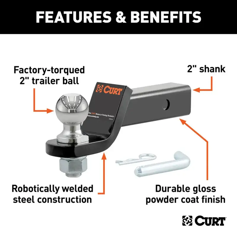 Curt Loaded Ball Mount With 2" Hitch Ball – Imported 1