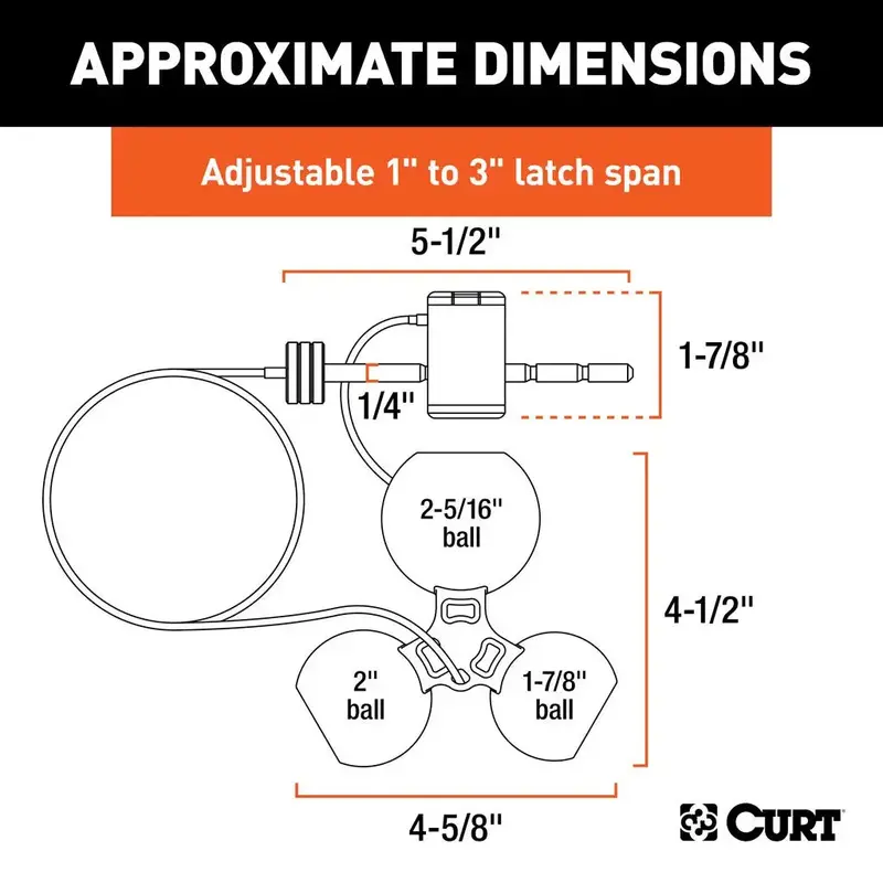 Curt Universal Tri-Ball Trailer Coupler Lock – Fits 1-7/8" Couplers 2