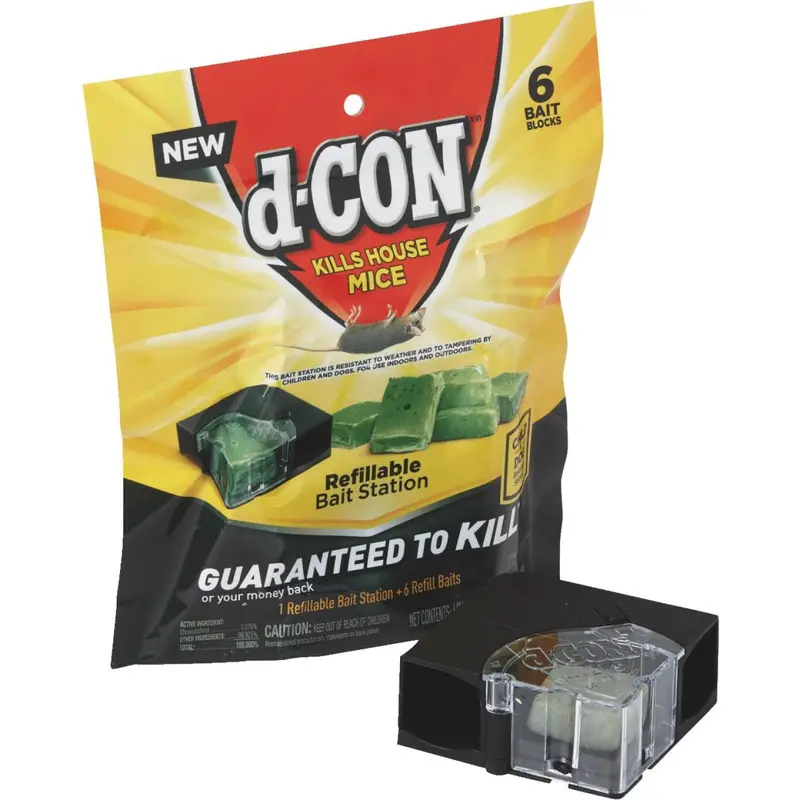 D-Con Corner Fit Refillable Mouse Bait Station – 6-Pack 1