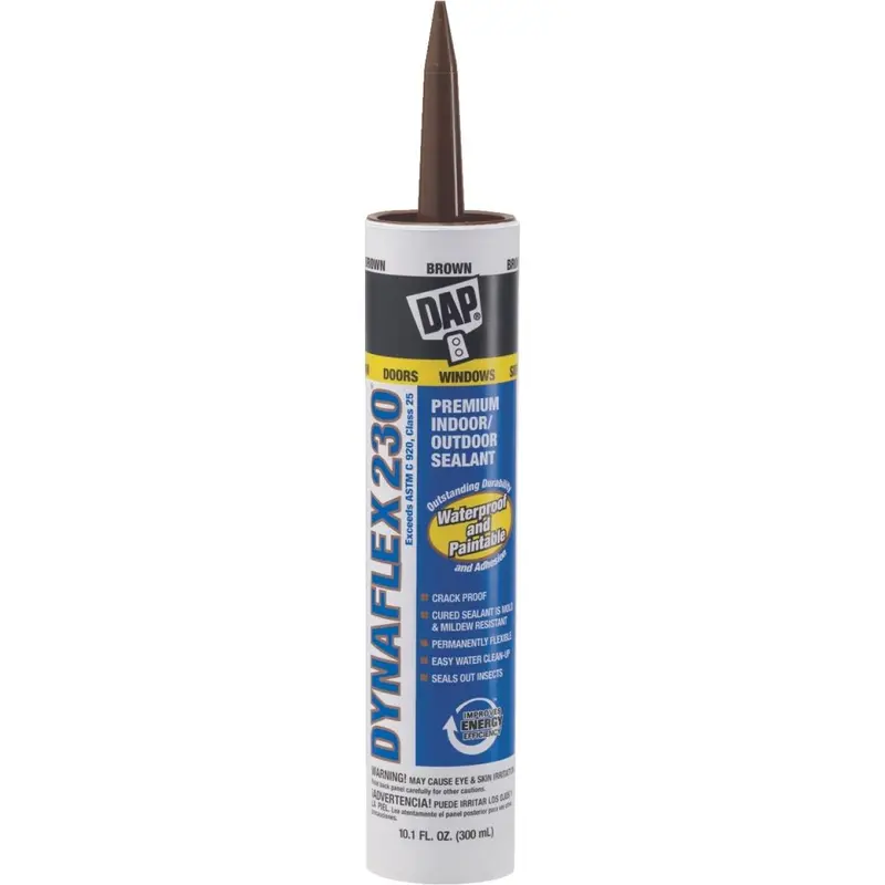 Dap Dynaflex 230 Elastomeric Sealant – 10.1-Ounce Waterproof Caulk For Windows, Doors, And Siding (Brown) 1