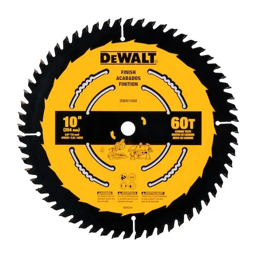 Dewalt 10-Inch 60-Tooth Finish Circular Saw Blade – Carbide-Tipped 1