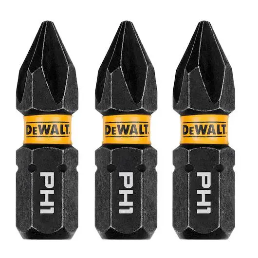 Dewalt Elite Ph1 Phillips Bits – 1" Length, 3-Piece Professional Set 1