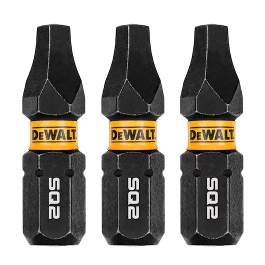 Dewalt Elite Sq2 Square Drive Bit Set – 1" Length, 3-Piece Pack 1