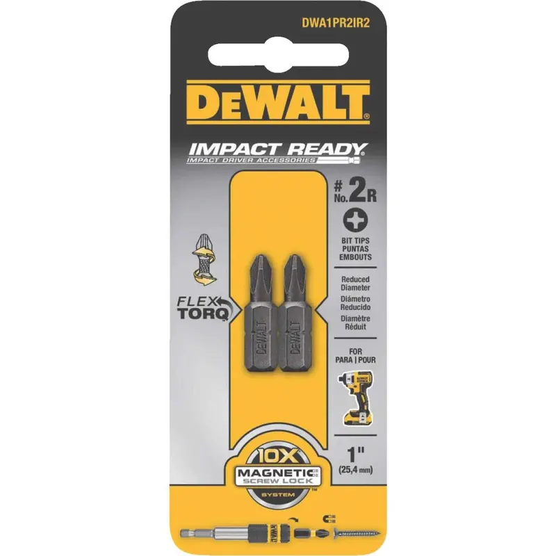 Dewalt Flextorq #2 Phillips Impact Screwdriver Bit, 1-Inch Length (2-Pack) 1