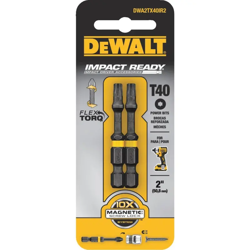 Dewalt Flextorq T40 Torx Impact Driver Bit – 2-Inch, Twin-Pack 1