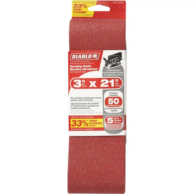 Diablo 3 In X 21 In 50-Grit Sanding Belt – 5-Pack 1