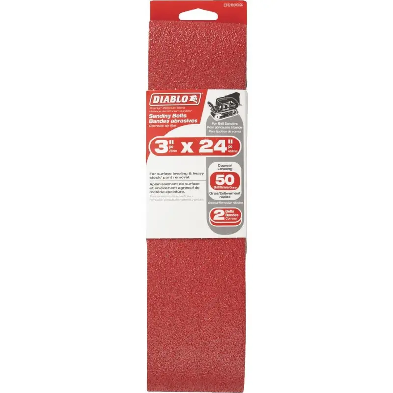 Diablo 3 In X 24 In 50-Grit Sanding Belt – 2-Pack 1