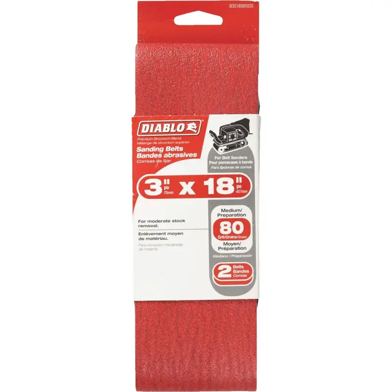 Diablo 3-Inch X 18-Inch 80-Grit Sanding Belt – 2-Pack General Purpose 1