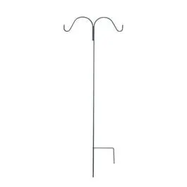 Double-Offset Shepherd’S Hook – 64-Inch Black Steel Landscape Stake 1
