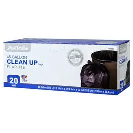 Extra-Large 45-Gallon Cleanup Trash Bags – Heavy-Duty Black, 20-Count 1