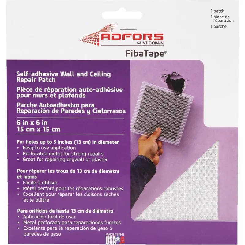 Fibatape Self-Adhesive Drywall Patch – 6" X 6" For Walls And Ceilings 1