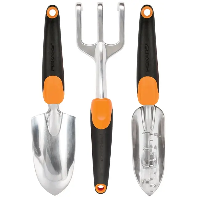 Fiskars Ergo Garden Tool Set – Comfort-Grip Pruner, Trowel & Cultivator 1
