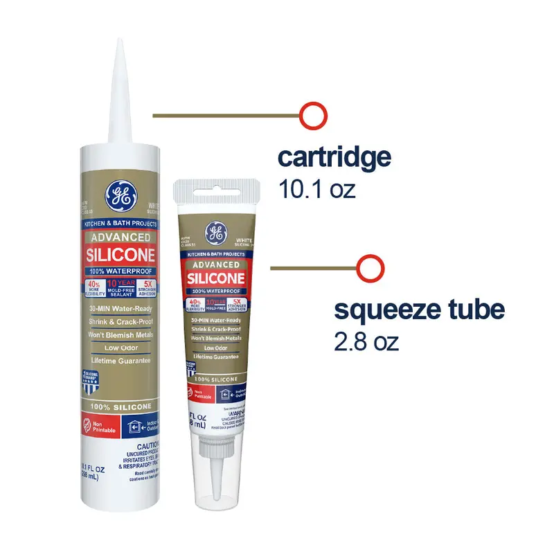 Ge Advanced Silicone 2 Kitchen & Bath Sealant – White (10.1 Oz) 1