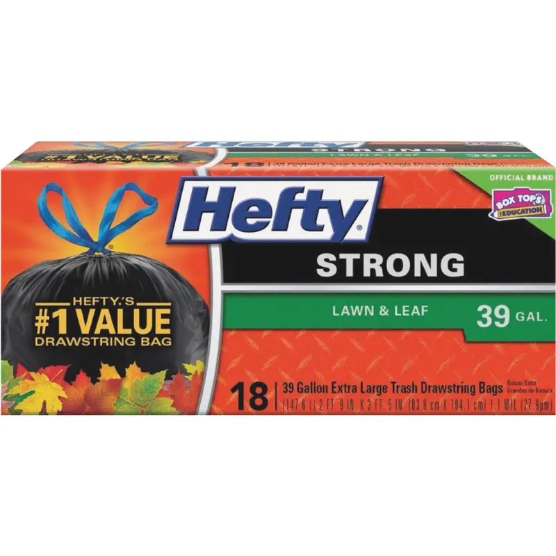 Heavy-Duty Black Lawn & Leaf Bags – 39 Gallon, 18-Pack (Hefty) 1