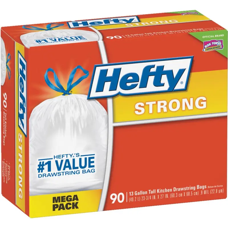 Hefty 13-Gallon Tall Kitchen Trash Bags – White (90-Pack) 1