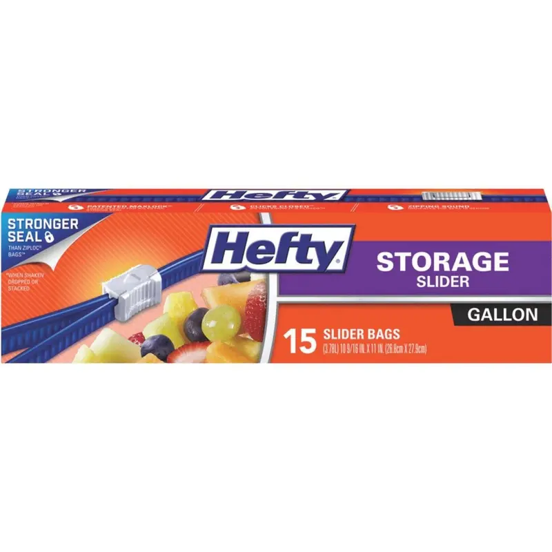 Hefty Slider Food Storage Bags – 1-Gallon Size, 15-Count Pack 1