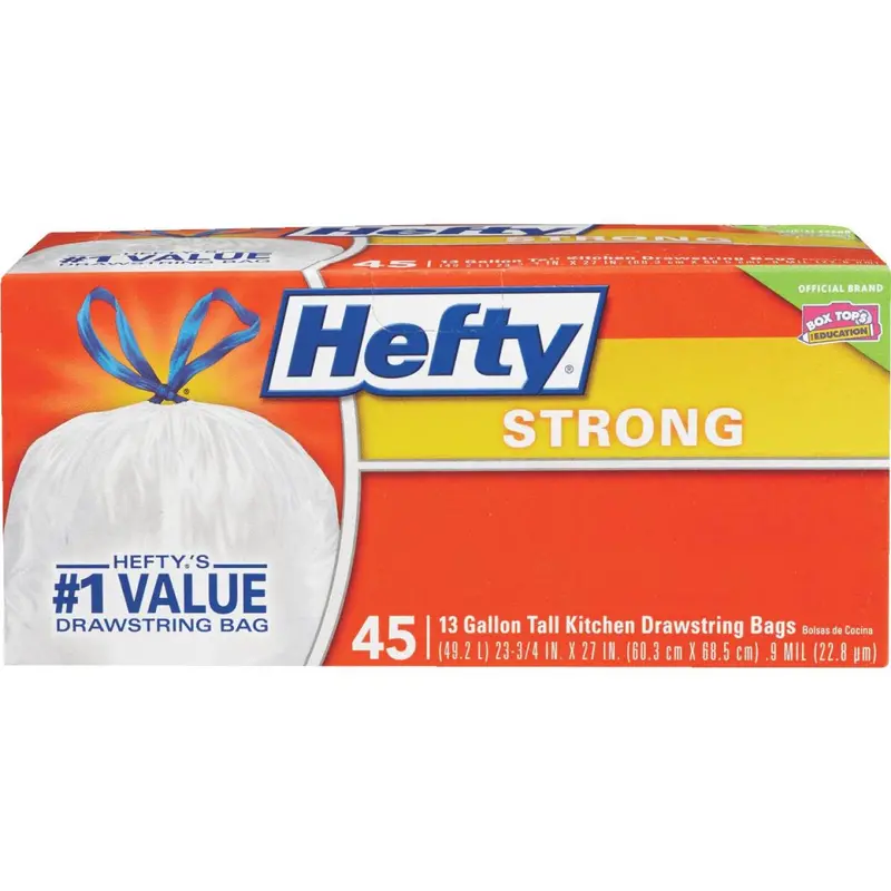 Hefty Tall Kitchen Trash Bags – 13 Gallon, White, 45-Count Pack 1