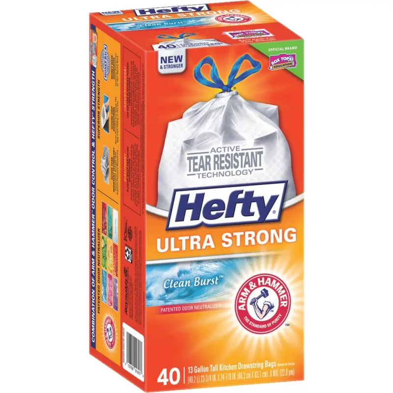 Hefty Ultra Strong 13-Gallon Clean Burst Kitchen Bags – White (40-Pack) 1